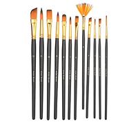 Set Pennelli Artista 12 Pezzi Nylon, Diversi Formati per Acquerello Olio Acrilico - Set Completo, Setole Resistenti, Per Pittori Principianti e Professionisti