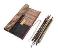 Set Pennelli Calligrafia Cinese Professionale a Punta Fine per Disegno | Legno a Manico, Set da Studio per Carta di Riso e Tessuto, Astuccio Incluso