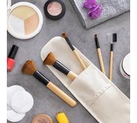 SET PENNELLI DA TRUCCO IN LEGNO CON CUSTODIA 5 PENNELLI TRUCCO VISO