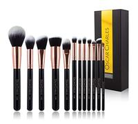 Set Pennelli Make up Oscar Charles, set di pennelli per trucco professionale da 12 pezzi, sei pennelli per trucco per il viso e set di sei pennelli per trucco per gli occhi(oro rosa)