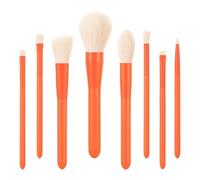 Set Pennelli Make Up Trucco Set Di Pennelli For Il Trucco Da 8 Pezzi For Occhi E Viso, For Contorno Con Setole Morbide Manico In Legno Viaggio Professionali(Oranje)