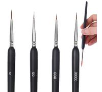 Set pennelli per dettagli fini, 4 pezzi pennelli fini, pennello acrilico per acquerello, pennello per dettagli in miniatura, pennello per artisti, per acrilico, acquerello, olio, miniature, nero