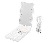 Set Pennelli per Trucco, Kit Pennelli per Trucco Opzionale in Bianco e Nero Viaggio con Specchio, Kit Pennelli Cosmetici per Viaggi e Ufficio (WHITE)