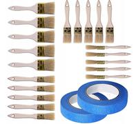 Set Pennelli Piatti 20pz - Setole Naturali | 15-50 mm | 2x Nastro 40mm