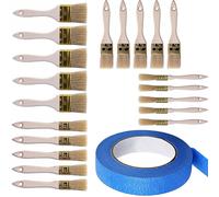 Set Pennelli Piatti - Setole Naturali 20 Pz | Nastro Blu 40mmx50m