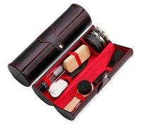 Set Pennelli Scarpe 10-in-1, Spazzola Pelo Di Cavallo E Setola Nera, Kit Lucidatura Scarpe Con Borsa PU, Include Pennello Bordo Bianco/Nero, Cucchiaio In Metallo, Spugna Lucidante, 2 Panni Puli