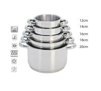 Set pentole 5pz induzione batteria casseruole inox triplo fondo 12 a 20 cm
