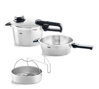 Fissler, Set da 4 pezzi con pentola a pressione Vitavit Premium 4.5 L, diametro 22 cm, con padella a cottura rapida 2.5 l , diametro 22 cm, con coperchio in metallo, per cottura a induzione