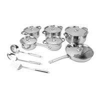 Set Pentole Acciaio Inox 18/10 con Padelle Antiaderenti, Tegame, Casseruola e Bollilatte - Batterie Pentole Professionali con Scolapasta Incorporato, Induzione, Multiuso Casa