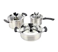 Set pentole e Padelle Pentolame in acciaio inox Set Kitchen Mestoli e pentole di 3 Adatto for tutte le stufe anche ad induzione Cucine per Uso Cucina(A)