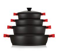 Set Pentole Induzione Set Pentole 8 Pezzi Alluminio Fuso, Coperchi Vetro Briebe