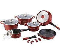 set Pentole Royalty Line 14 pz antiaderente in pietra padelle cucina borgogna