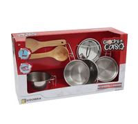 SET PENTOLINI IN METALLO CON CUCCHIAIO IN LEGNO - Giocolandia