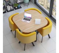 Set per 4 dinette quadrate, tavolo da negoziato, ideale per sale conferenze aziendali e lounge