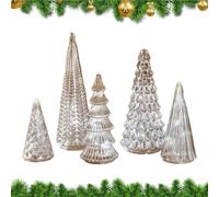 Set per albero di Natale da tavolo - Mini alberi da 5 pezzi da 11-15 cm, ornamenti natalizi, decorazioni festive per interni, accenti stagionali da tavolo | Statuette natalizie decorative p