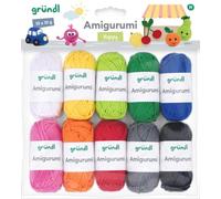 Set per Amigurumi Gründl colori matita (mini gomitoli 100% cotone, ideali per realizzare amigurumi all’uncinetto, 10 colori diversi, 10 g/23 m, ferri: 3,0-4,0 mm, 10 gomitoli da 10 g), Multicolore