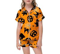 Set per bambine da 1 anno con graziosa stampa a pipistrello, biancheria da notte, pigiama, costume per bambini, fratelli, look partner, ragazze (arancione, 6-7 anni)