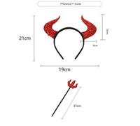 Set per bambini con cerchietto per capelli a forma di corno di bue demoniaco e tridente, accessori per costumi di Halloween e cosplay.