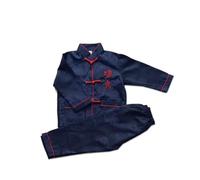 Set per bambini e ragazzi tradizionali cinesi Wing Chun Arts Set Outfit Girl Top (blu navy, 10 anni)