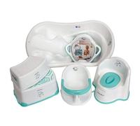 Set per bambini. sono necessarie per il bambino: vasca da bagno per neonati, sedile per vasca da bagno, sedile per WC per bambini, vasino per bambini, sgabello per WC, grigio