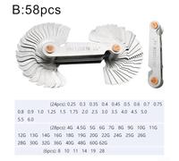 Set per calibri Filetti 52 per acciaio Precisione Set per calibri | 58 lame incluse, per passo metrico e whitworth, scala leggibile, per acciaio per duro, uso industriale(B)