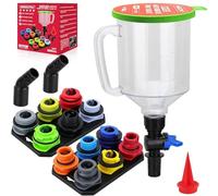 Set per Cambio Olio Motore Auto da 18 Pezzi con Imbuto da 1,5 Litri con Scala Graduata, Rubinetto, 12 Adattatori, 2 Raccordi a Gomito e 2 Vassoi Magnetici