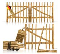 Set per cancello da giardino, nocciolo, 120 misure, 80-300 cm di larghezza, 80-150 cm di altezza, distanza tra i listelli di 3-5 o 7-9 cm, larghezza: 300 cm, altezza: 120 cm, 7-9 cm