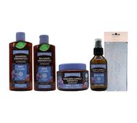 SET PER CAPELLI AI SEMI DI LINO: Shampoo Illuminante 250ml + Balsamo Districante 200ml + Maschera Districante 200ml + Olio Per Capelli 100ml + Fascia Per Capelli (Colori Assortiti)