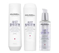 Set Per Capelli Crespi GOLDWELL Kit DS Just Smooth Shampoo + Conditioner + Oil