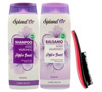SET Per Capelli Secchi Con ACIDO IALURONICO, Idratante. Dona Luminosità e Morbidezza Alla Chioma, Fragranza Fiorita e Fruttata: Shampoo 300ml + Balsamo 300ml + Spazzola Per Capelli