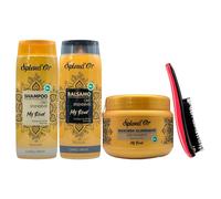 SET Per Capelli Spenti OLIO SPLENDENTE, My Ritual. Illuminante, Dall'Elegante Profumo Dalle Note Calde e Sensuali: Shampoo 300ml + Balsamo 300ml + Maschera 500ml + Spazzola Per Capelli