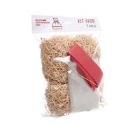 Set per cesti natalizi con paglia naturale foglio in plastica e fiocco rosso