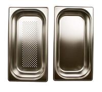 Set per cottura a vapore forato, GN 1/3, contenitore gastronomico in acciaio inox, 2,5 litri, profondità 65 mm