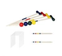 Set per croquet per 4 giocatori con stecche in legno, palline dipinte, pali in metallo e punti finali - Gioco di prato all'aperto per familiari e amici