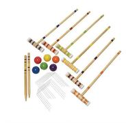 Set per croquet per 6 giocatori con stecche in legno, palline dipinte, pali in metallo e punti finali - Gioco di prato all'aperto per familiari e amici