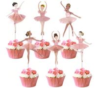 Set per decorare cupcake da ballerina, include decorazioni colorate a tutù di ballerina per cupcake, decorazioni a forma di scarpette da ballo e decorazioni per dessert per matrimoni, baby shower, com