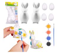 Set per dipingere decorazioni in polistirolo 2 conigli e 4 uova con colori