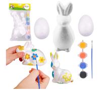 Set per dipingere decorazioni pasquali di polistirolo con coniglio e 2 uova