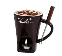Set per fonduta di candele da tè, set di tazze per fonduta di cioccolato - Tazza per fonduta di cioccolato in ceramica con pentola calda - Scaldaburro riscaldante Melting Pot per tè e cioccolato per c