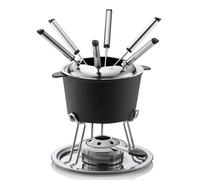 kela Set per fonduta Comore in ghisa, 19,5 cm, Diametro 20 cm, Colore: Nero, Acciaio Inossidabile, 20,00x20,00x19,50 cm
