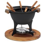 Kela 16644 Set per fonduta, 11 Pezzi, per 6 Persone, Ghisa, 1 l, Country, Nero, Acciaio Inossidabile, 27,00x27,00x21,50 cm