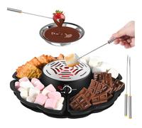 Set per fonduta di cioccolato 12 pezzi con vassoio per frutta e biscotti, apparecchio 2 in 1 per fonduta e S’Mores, tostapane elettrico per marshmallow con temperatura regolabile, per feste e famiglia