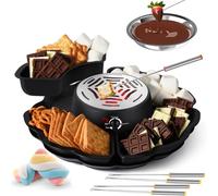 Set Per Fonduta E Macchina Elettrica S'mores 2 In 1, Kit Per Tostare Marshmallow Al Cioccolato Con Controllo Della Temperatura, 5 Accessori, Piastra Antiaderente Da 6,69 Pollici, Per Bambini, Feste