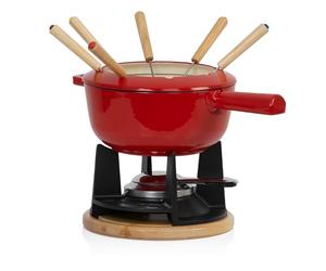 Set per fonduta in ghisa da Mahlzeit per 6 Persone | 2 Litri | Fondueset 13 Pezzi con bruciatore e forchette | Fonduta Set, Fonduta di Formaggio Set, Fonduta di Carne Set