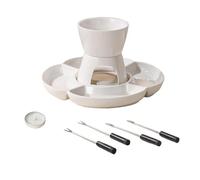 Set per fonduta, kit interattivo in ceramica, pentola riscaldante per candele, design interattivo con forchetta e vassoio, set di ciotole, materiale robusto per cioccolato, 24 x 25 x 12 cm