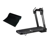 Set per home fitness composto da un Tapis Roulant Elettrico Pieghevole SUPERCOMPACT48 color nero e un Tappetino di Protezione del Pavimento, Insonorizzante, pieghevole per Tapis Roulant. Gervasi Sport