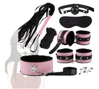 Set per il relax indoor e lo yoga fitness, set da 10 pezzi, materiale in nylon nero e rosa, attrezzatura per esercizi di stretching dei muscoli delle gambe e delle braccia