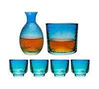 Set Per Il Servizio Del Sake | Bicchieri In Giapponese Per Bevande - Set Di Tazze Pentola E Vaso Per Sake Trasparente/Blu - per Ristoranti Campeggio Casa Bar Feste Whisky Vodka Birra