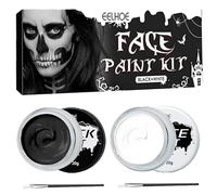 Set per il trucco di Halloween, Trucco Bianco Nero con Pennello per il Trucco, Trucco di Halloween, Trucco da Clown per Teatro, Halloween, Trucco di Carnevale, Trucco per Feste
