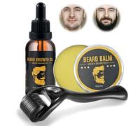 Set per la crescita della barba con rullo da 0,25 mm, 30 ml, olio per barba da 60 g, per la cura della barba e dei capelli, per la cura della barba